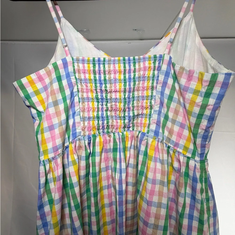 J.Crew Factory Pastel Plaid Smocked Dress | Spring Easter Dress - Picture 5 of 6